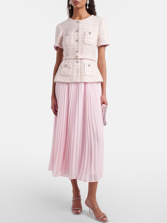 Self-Portrait Dresses & Skirts - Self-Portrait NWOT PINK SEQUIN BOUCLE TAILORED MIDI DRESS